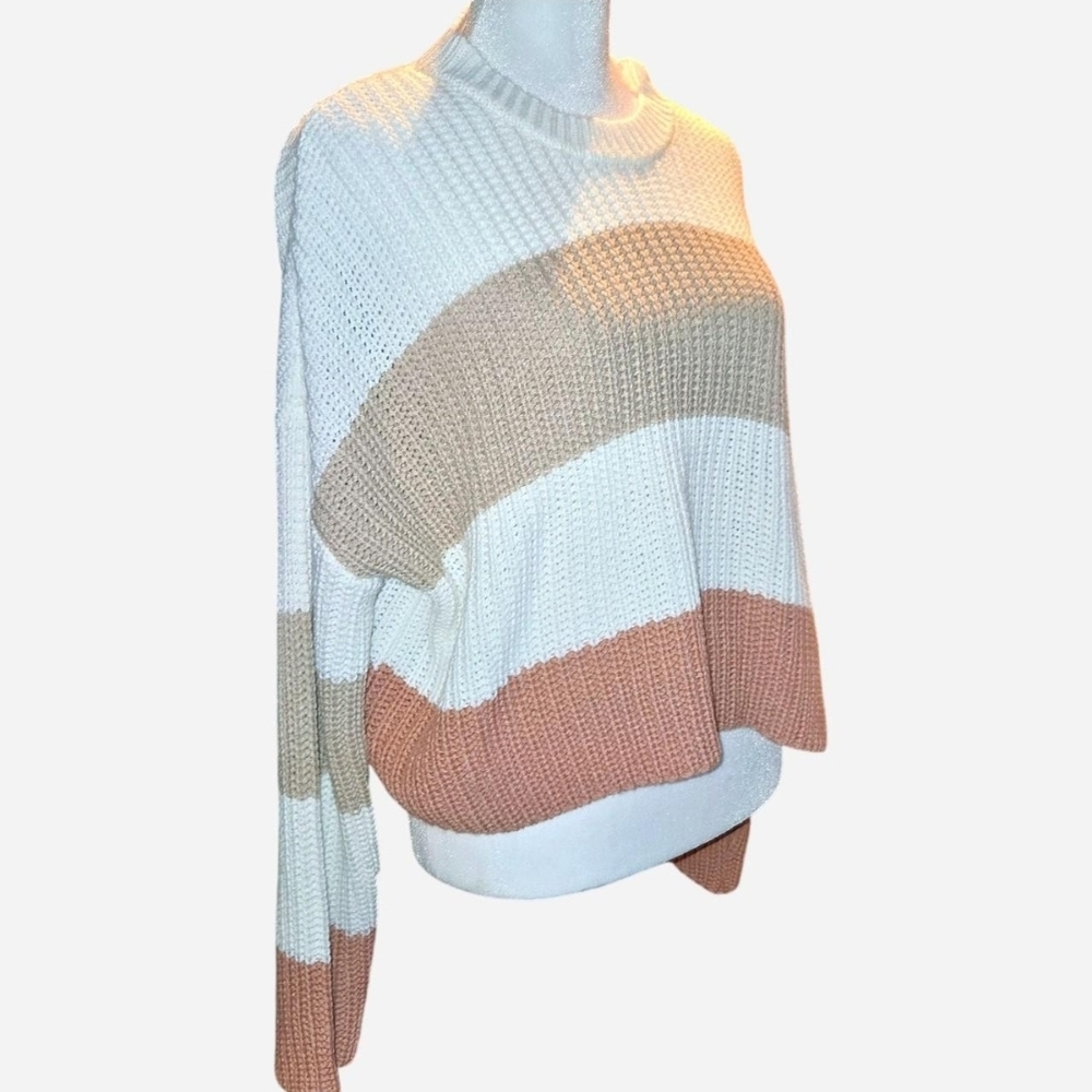 🌙 Moon & Madison Earth Tones striped cropped sweater - M🌙